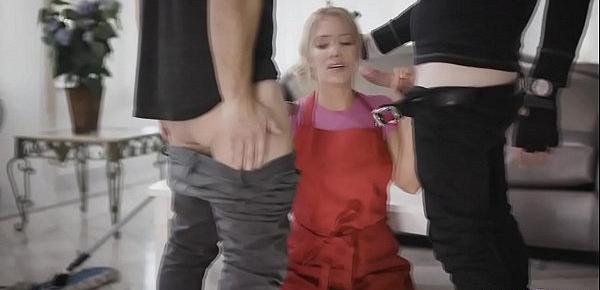  Blonde maid Candice got double   penetrated by robbers Robby and Johnny